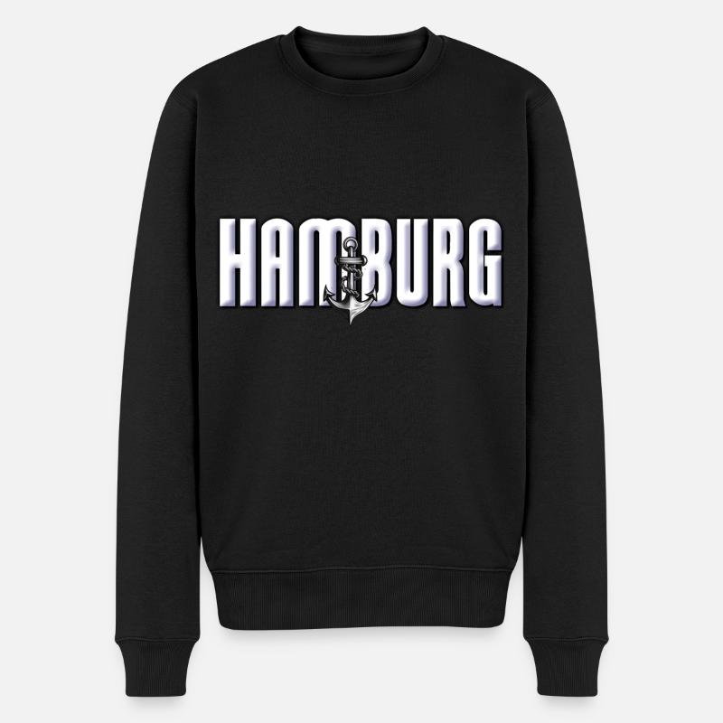 Hamburg Anker Motiv - Männer Premium Bio Pullover - Schwarz