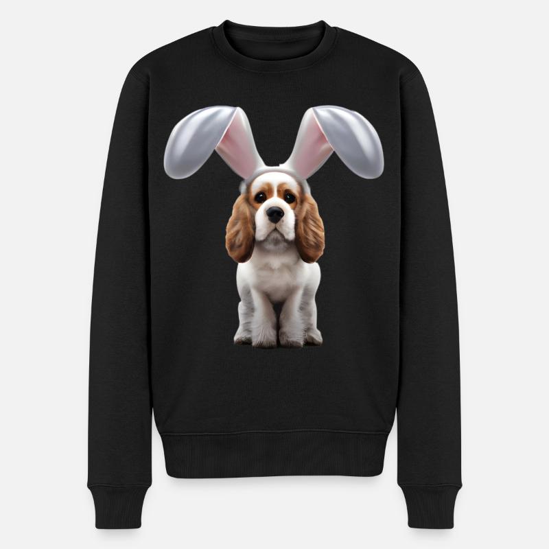 Cocker Spaniel inglese con orecchie da coniglio - Maglione ecologico premium da uomo - nero