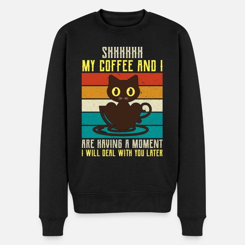 shhhhh my coffe- Kaffee Sprüche -Kaffee Geschenke - Männer Premium Bio Pullover - Schwarz