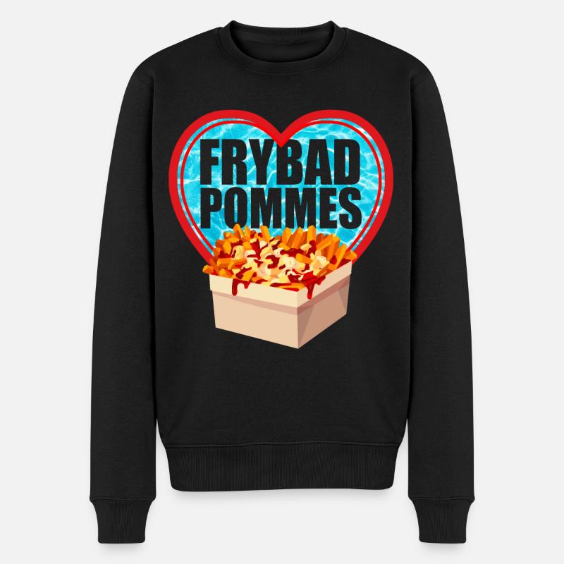 Freibad Pommes Liebe - Männer Premium Bio Pullover - Schwarz