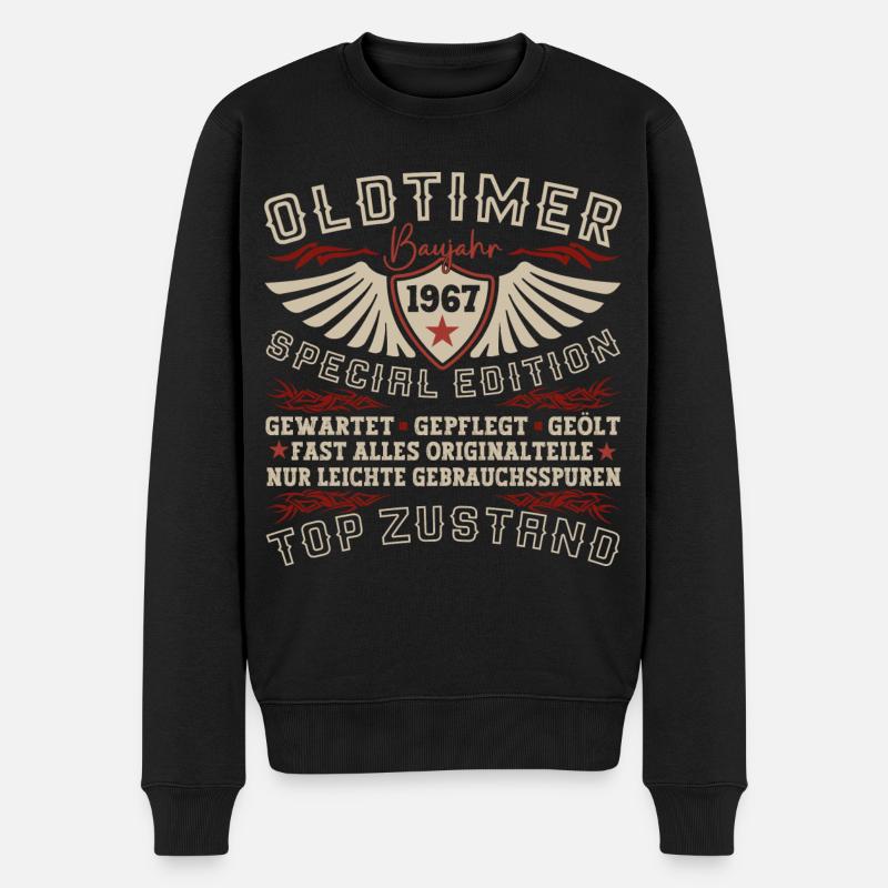 Oldtimer Jahrgang 1967 55. Geburtstag Geschenk Fun - Männer Premium Bio Pullover - Schwarz