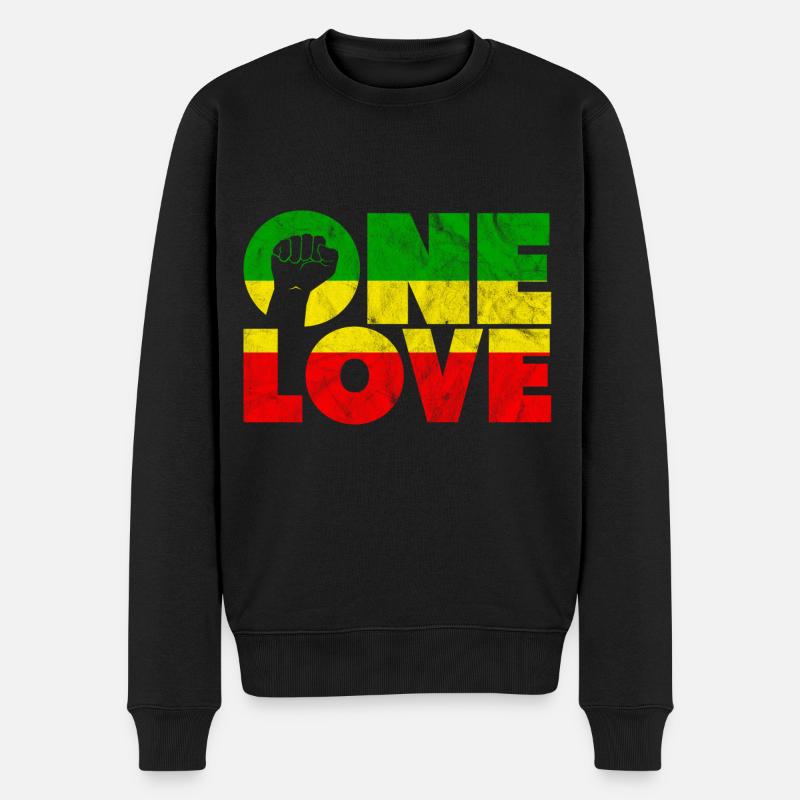 ein Liebesreggae - Männer Premium Bio Pullover - Schwarz