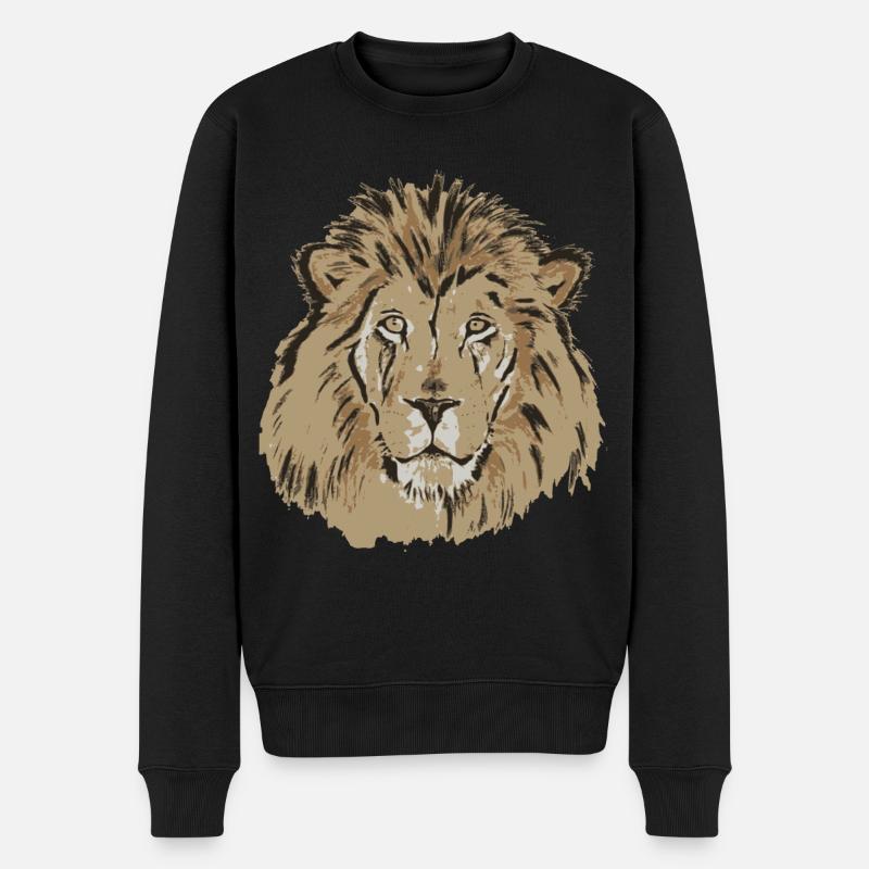 Löwenkopf - Männer Premium Bio Pullover - Schwarz