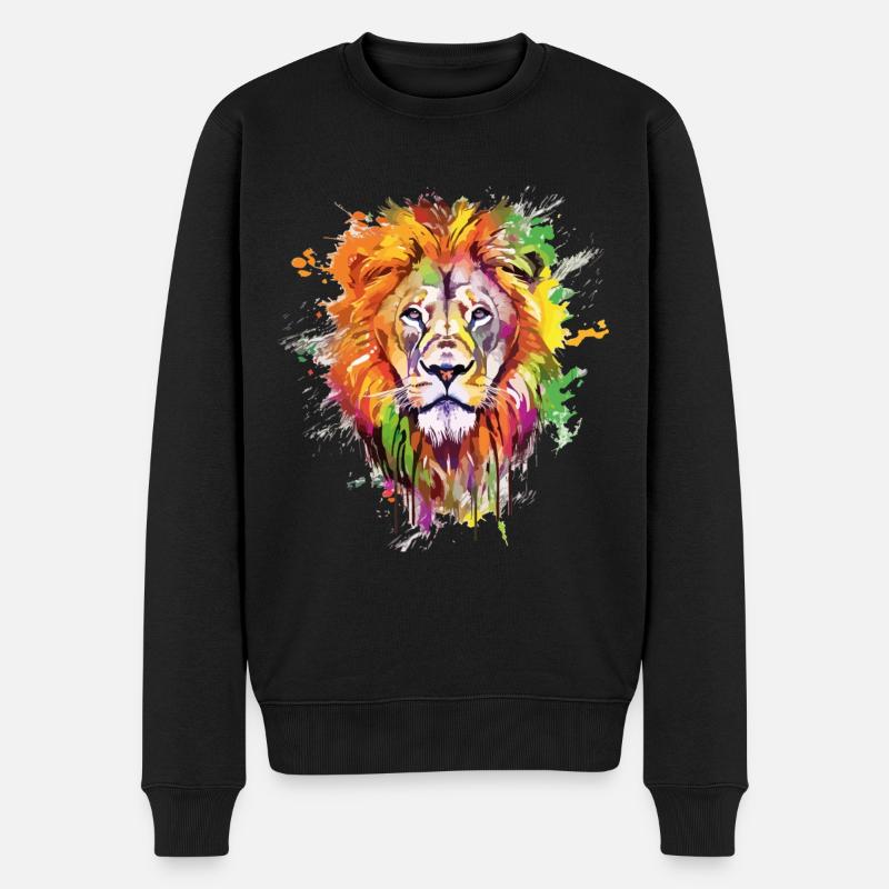 Lion Lion Head Predator Colorful Splash Art - Pull Premium bio Homme - noir