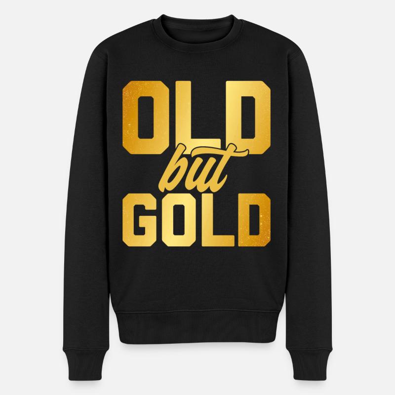 Old but Gold, Gold, goldfarben, goldene Schrift - Männer Premium Bio Pullover - Schwarz