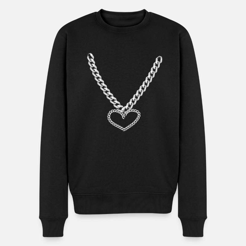 Chaîne de coeur - Pull Premium bio Homme - noir