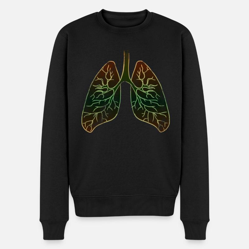 Lunge Organ - Männer Premium Bio Pullover - Schwarz