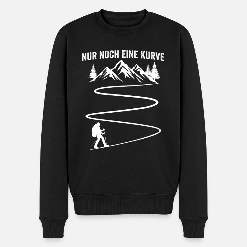 nur noch eine kurve wanderer t-shirt wandern - Männer Premium Bio Pullover - Schwarz