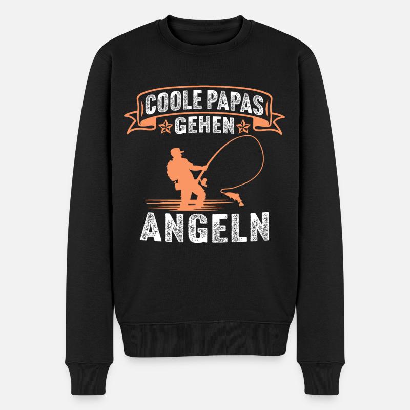 Coole papas Gehen Angeln - Männer Premium Bio Pullover - Schwarz