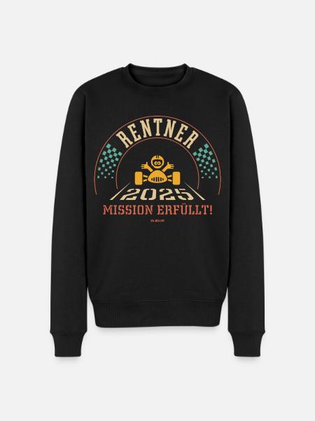 Rentner 2025 – Mission Erfüllt (Ruhestand / 4C) - Männer Premium Bio Pullover - Schwarz