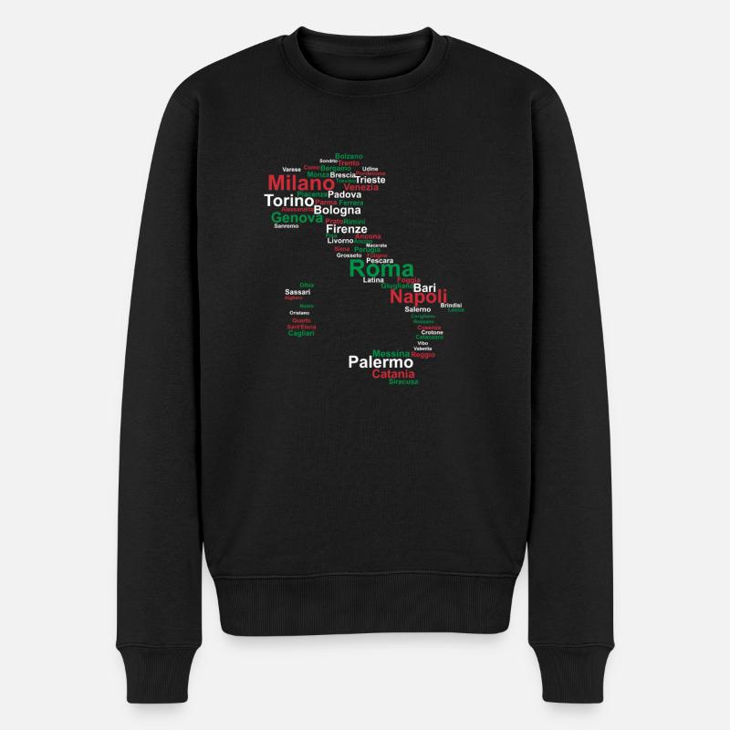Italien Flagge Umriss Städte Urlaub Reise Rom - Männer Premium Bio Pullover - Schwarz
