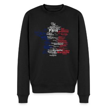 Frankreich Umriss Flagge Reise Paris Urlaub Karte - Männer Premium Bio Pullover - Schwarz - Vorne - Nico (187cm)