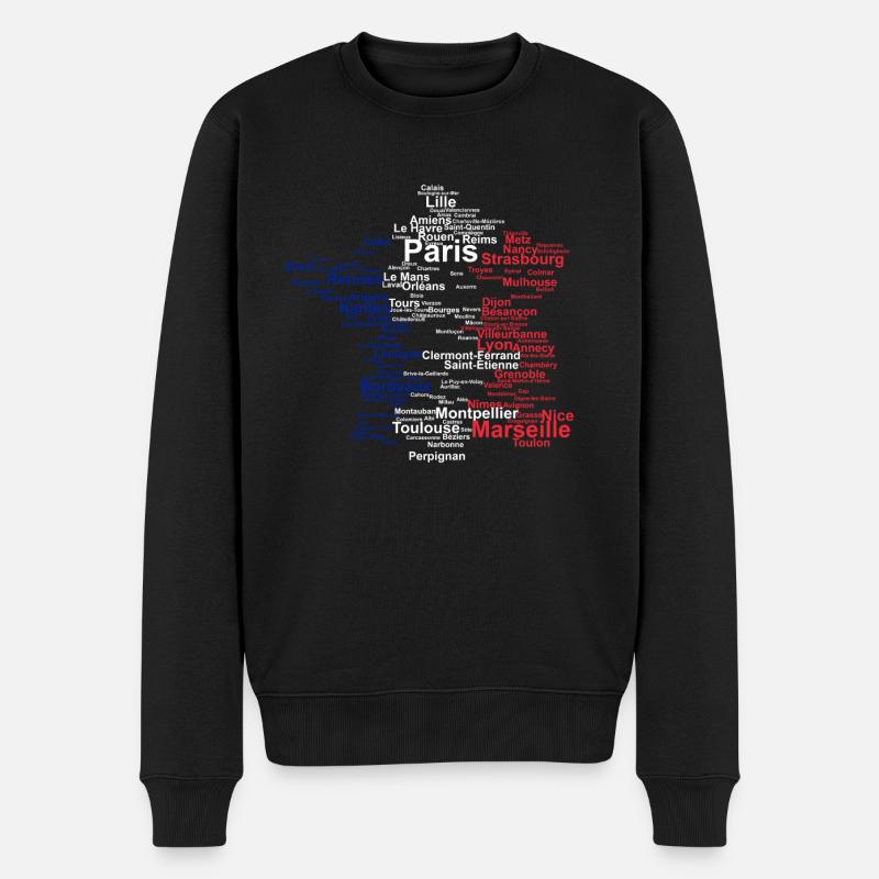 Frankreich Umriss Flagge Reise Paris Urlaub Karte - Männer Premium Bio Pullover - Schwarz