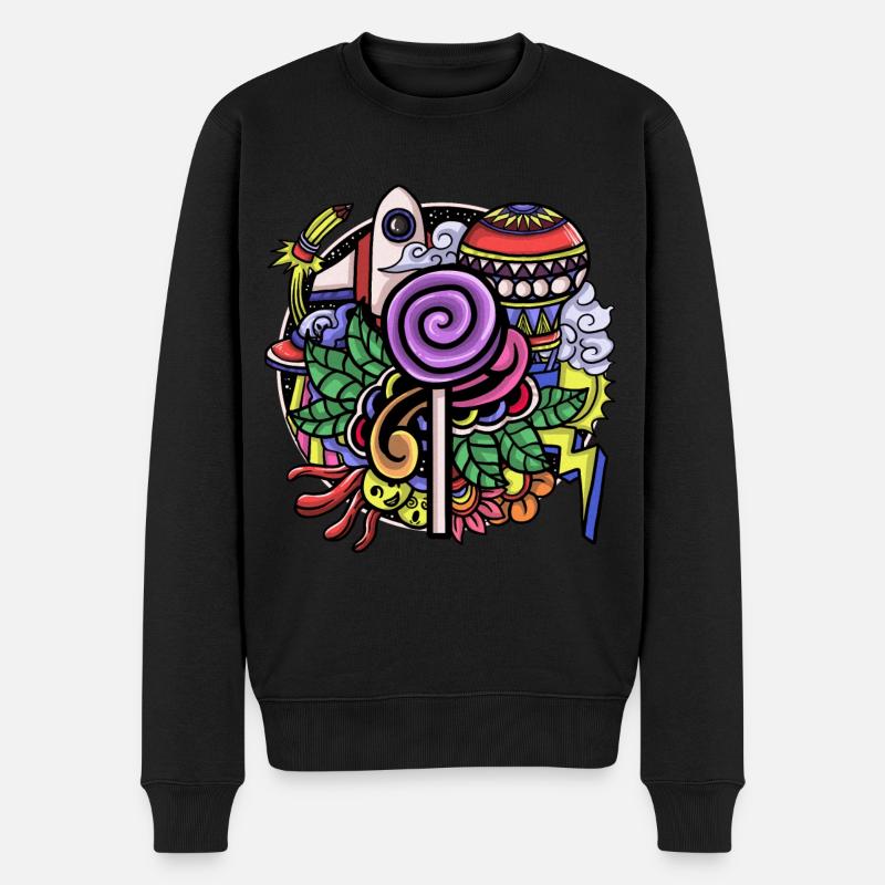Hippie - Männer Premium Bio Pullover - Schwarz
