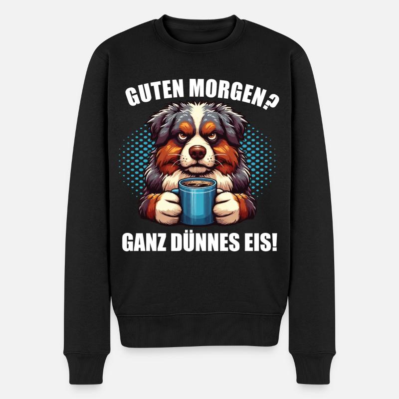 Guten Morgen ganz dünnes Eis Australian Shepherd - Männer Premium Bio Pullover - Schwarz