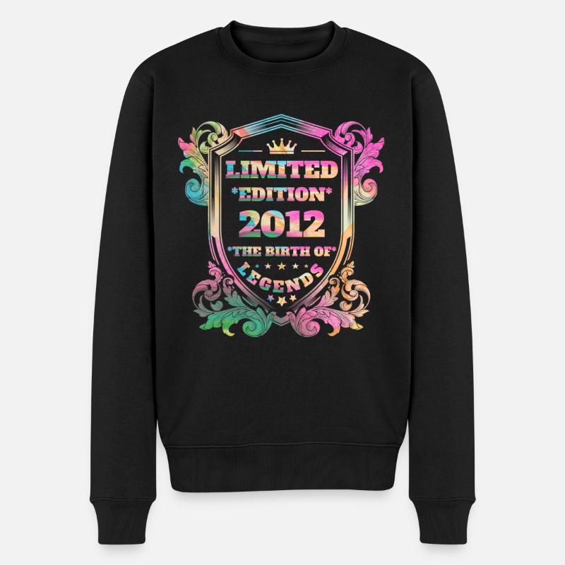 2012 Geburtstag Jahrgang Vintage Regenbogenfarben - Männer Premium Bio Pullover - Schwarz