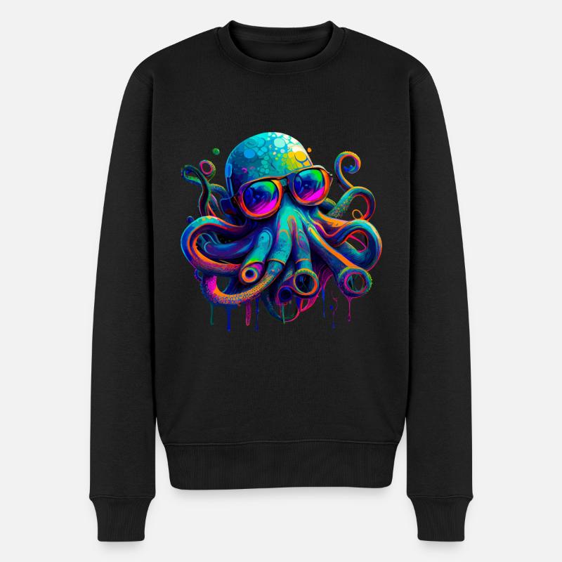Oktopus-Illustration - Männer Premium Bio Pullover - Schwarz
