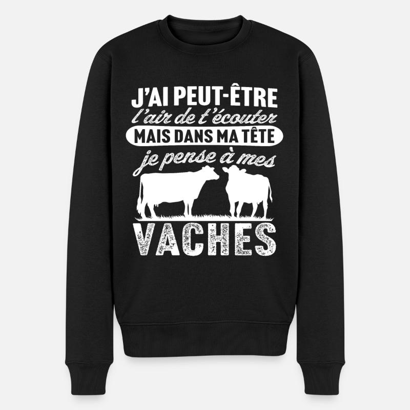je pense à mes vaches - Pull Premium bio Homme - noir
