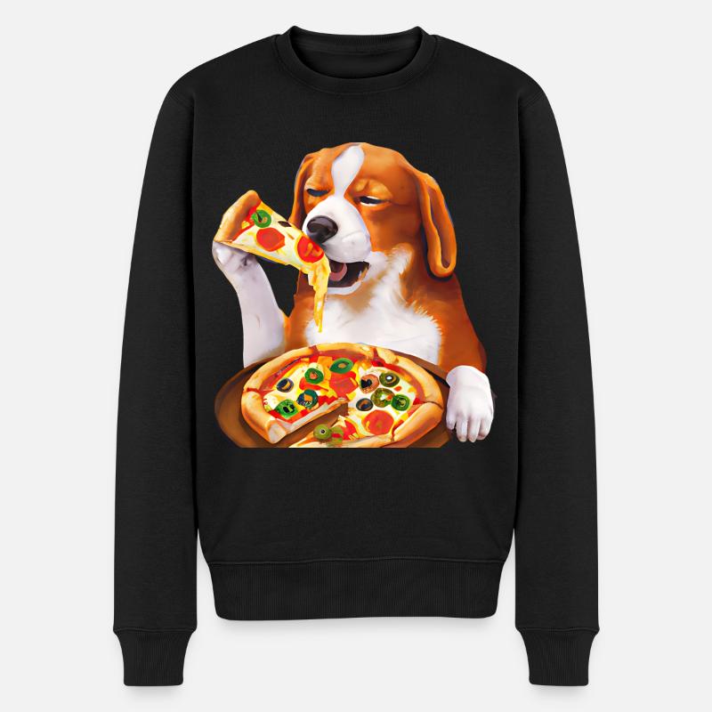 Pizza-liebender Beagle - Männer Premium Bio Pullover - Schwarz