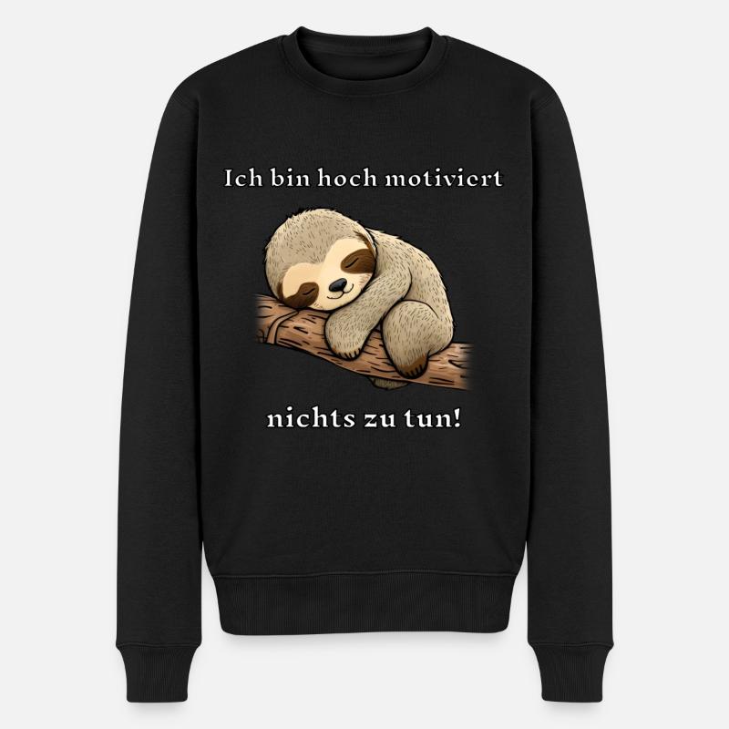süßes Faultier schläft Geschenkidee - Männer Premium Bio Pullover - Schwarz