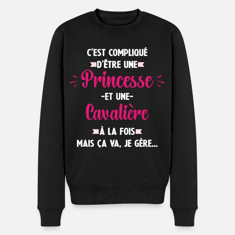 Compliqué princesse et d'être cavalière - Pull Premium bio Homme - noir