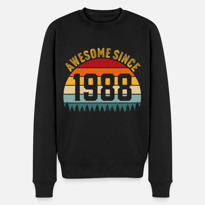 Awesome since 1988 retro t-shirt 1988 - Männer Premium Bio Pullover - Schwarz