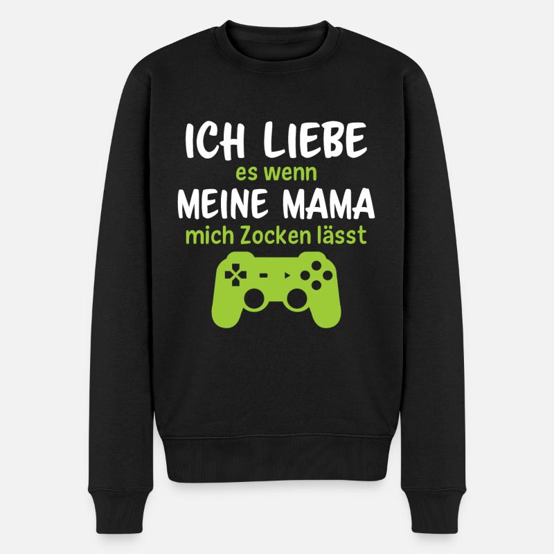 Ich liebe es wenn meine mama mich zocken lässt - Männer Premium Bio Pullover - Schwarz