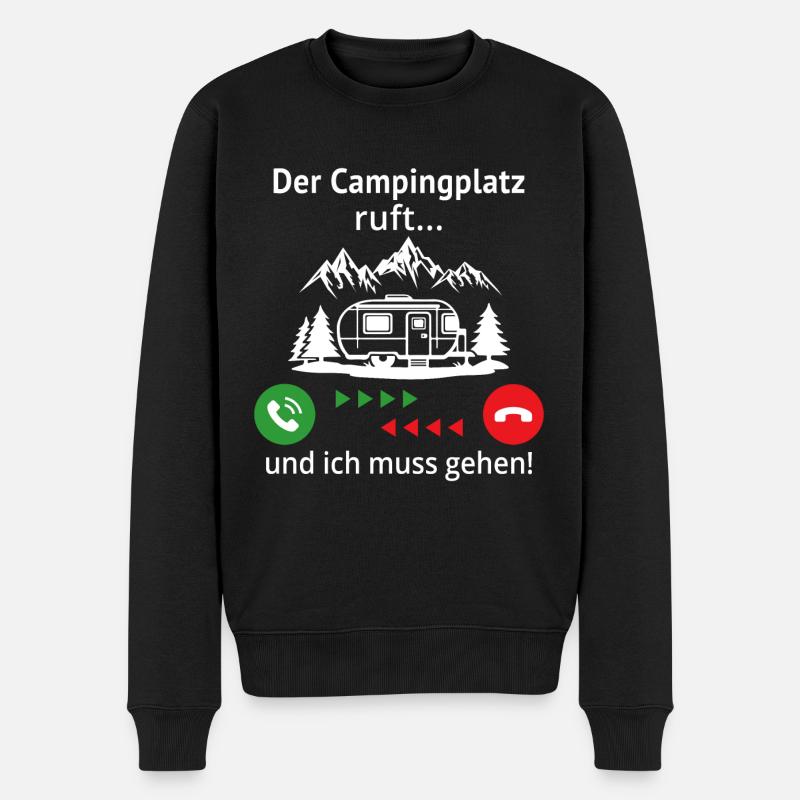 Der Campingplatz ruft und ich muss gehen - Männer Premium Bio Pullover - Schwarz