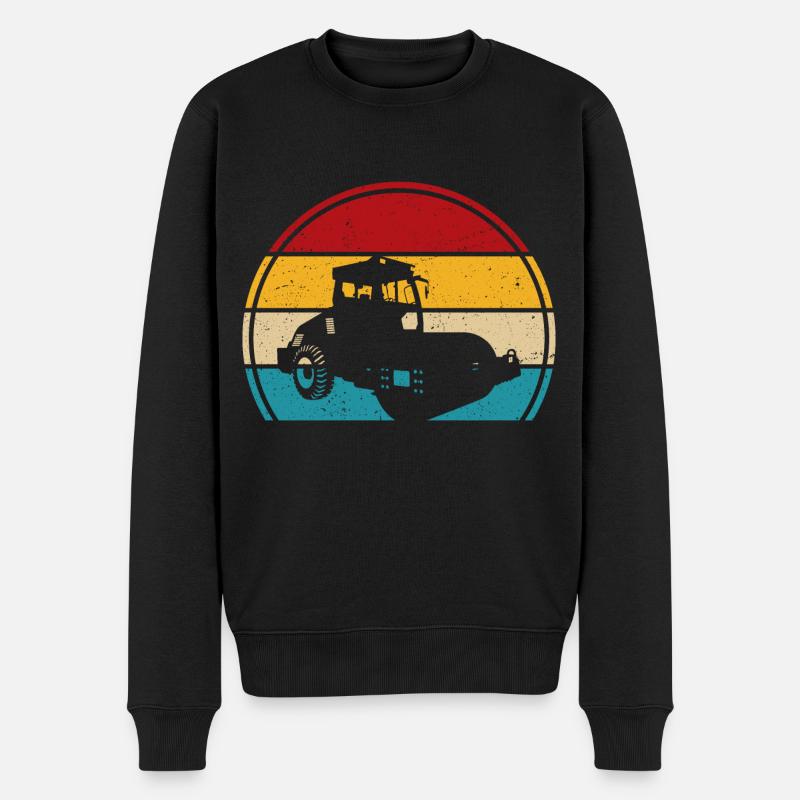 Walze retro t-shirt Straßenwalze - Männer Premium Bio Pullover - Schwarz