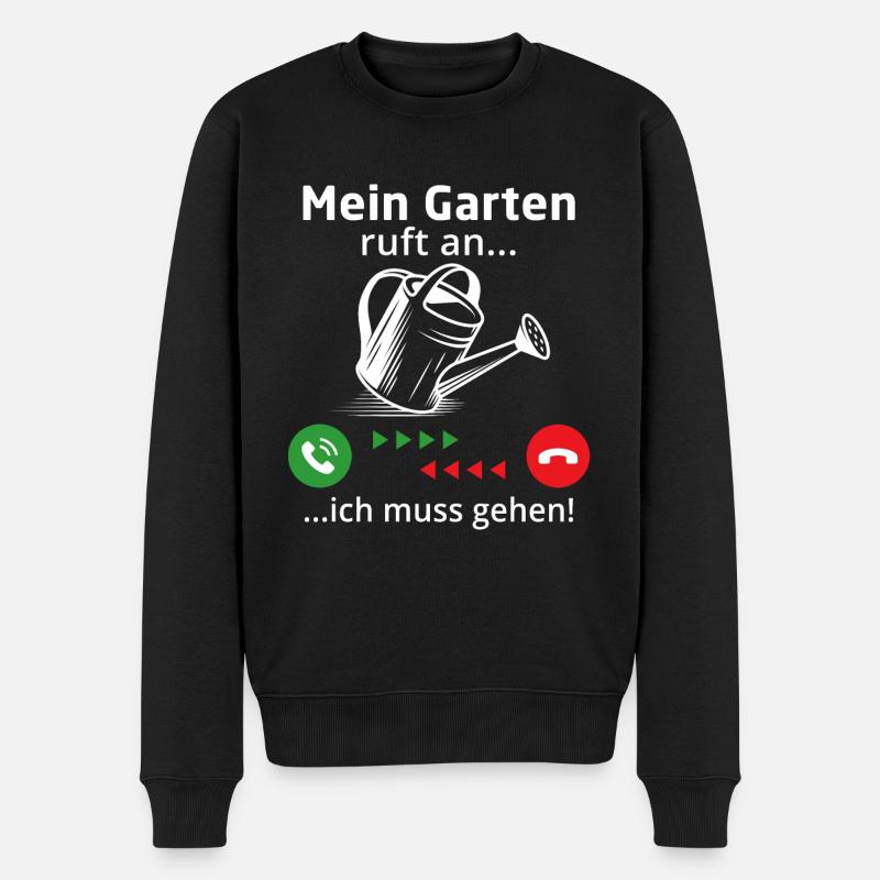 Mein garten ruft an ich muss gehen - Männer Premium Bio Pullover - Schwarz
