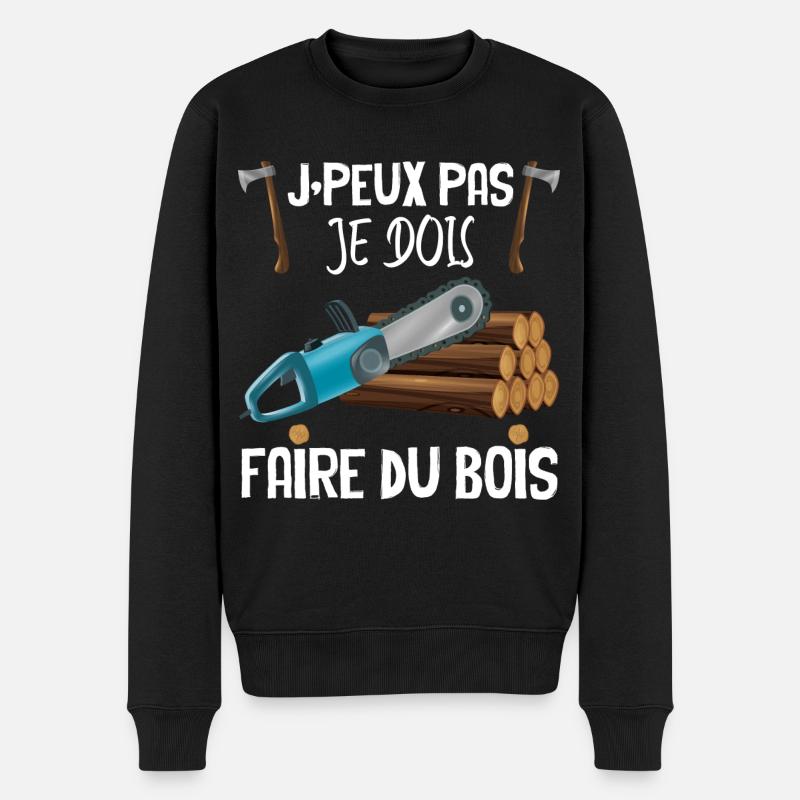 Faire du bois Garde Forestier métier Bois - Pull Premium bio Homme - noir