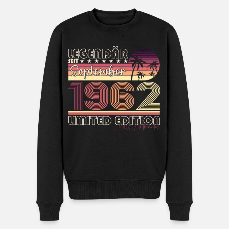 Legendär September 1962 60. Geburtstag Geschenk - Männer Premium Bio Pullover - Schwarz