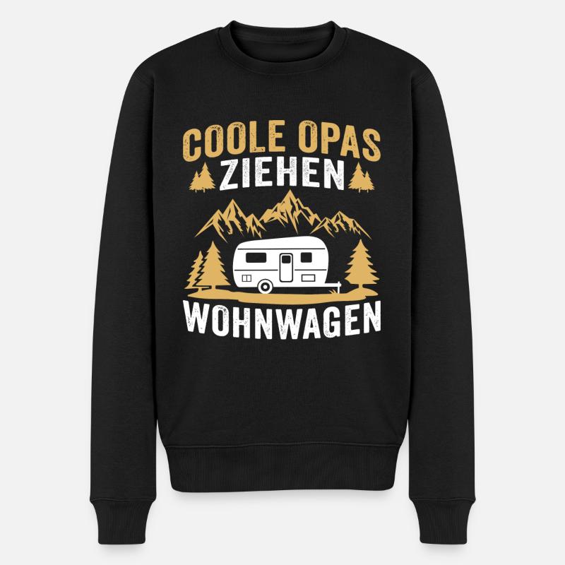 Coole opas ziehen wohnwagen rentner camping - Männer Premium Bio Pullover - Schwarz
