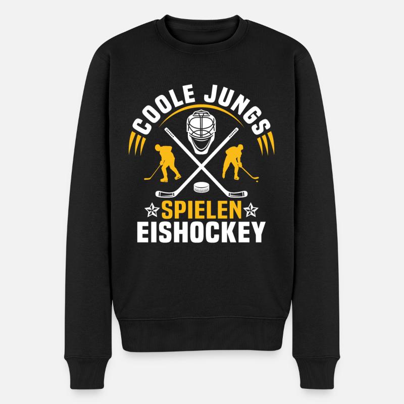coole jungs spielen eishockey eishockeyspieler - Männer Premium Bio Pullover - Schwarz