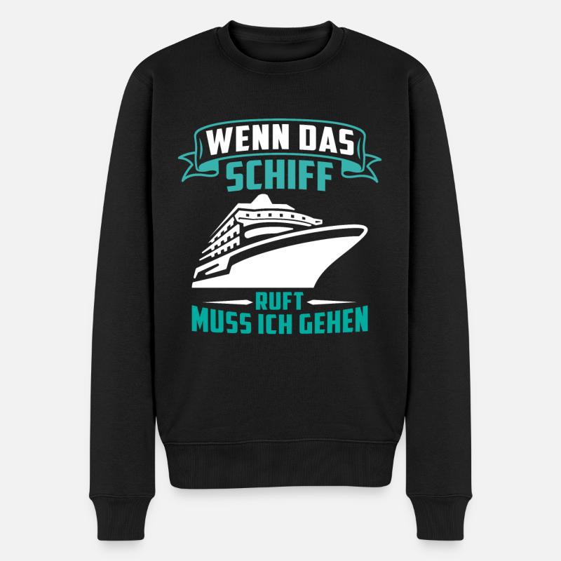 wenn das schiff ruft muss ich gehen - Männer Premium Bio Pullover - Schwarz