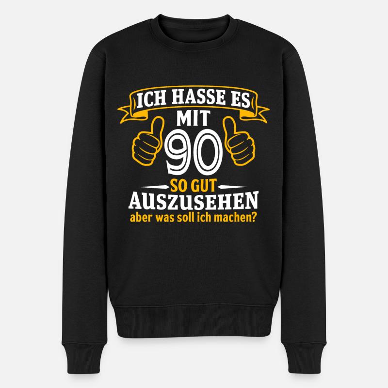 90 Jahre Geschenk 90. Geburtstag Lustig Geschenk - Männer Premium Bio Pullover - Schwarz