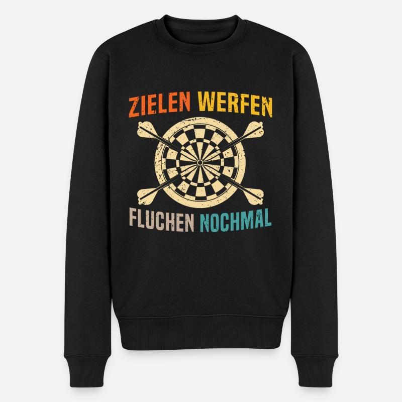 zielen werfen fluchen nochmal cooler dart - Männer Premium Bio Pullover - Schwarz