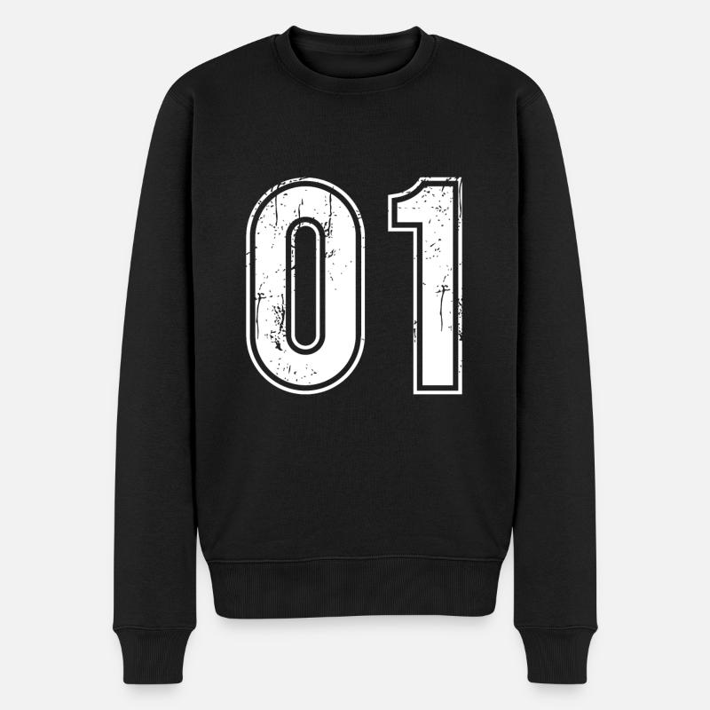 01 Jahre Retro Trikot Nummer 01 T-hirt Nummer - Männer Premium Bio Pullover - Schwarz