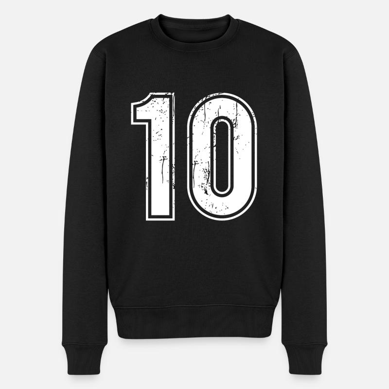 10 Jahre Retro Trikot Nummer 10 T-hirt Nummer - Männer Premium Bio Pullover - Schwarz