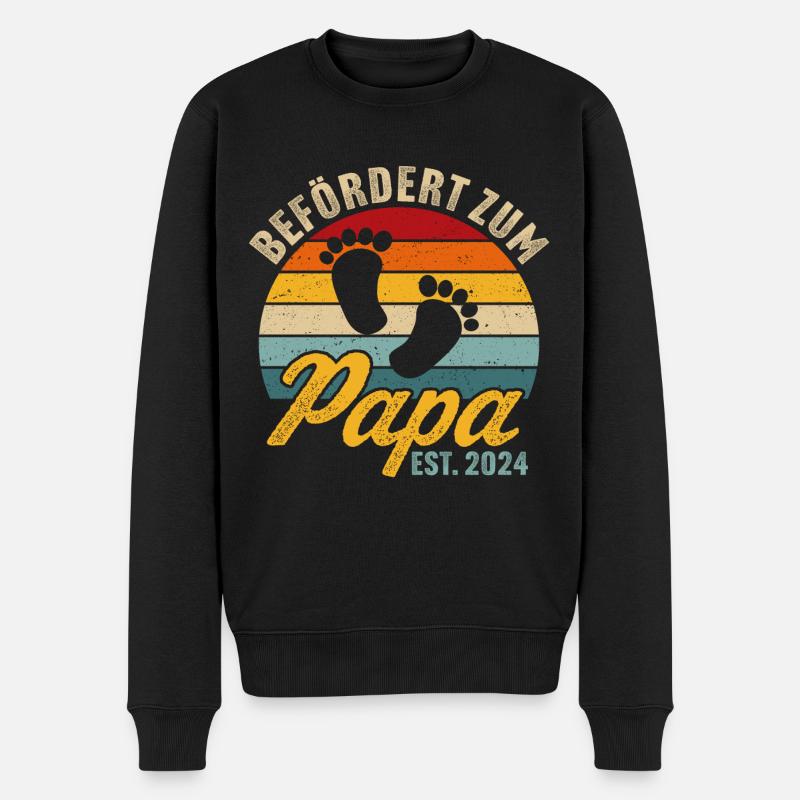 Retro befördert zum papa 2024 ich werde vater 2024 - Männer Premium Bio Pullover - Schwarz