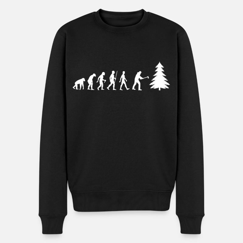 Förster Evolution Holzfäller Waldarbeiter - Männer Premium Bio Pullover - Schwarz