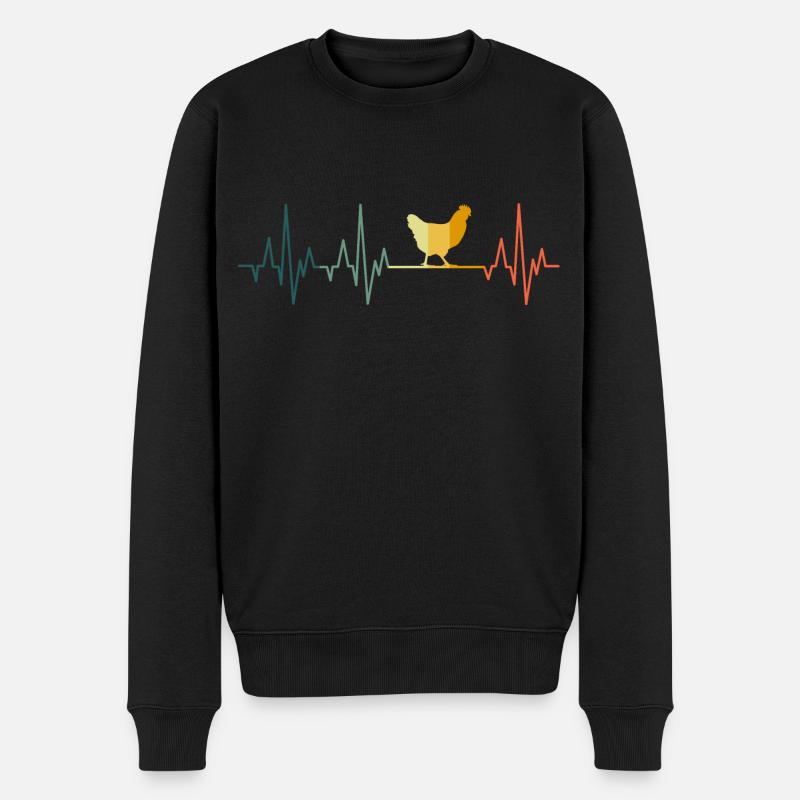Huhn Herzschlag Hühner retro - Männer Premium Bio Pullover - Schwarz
