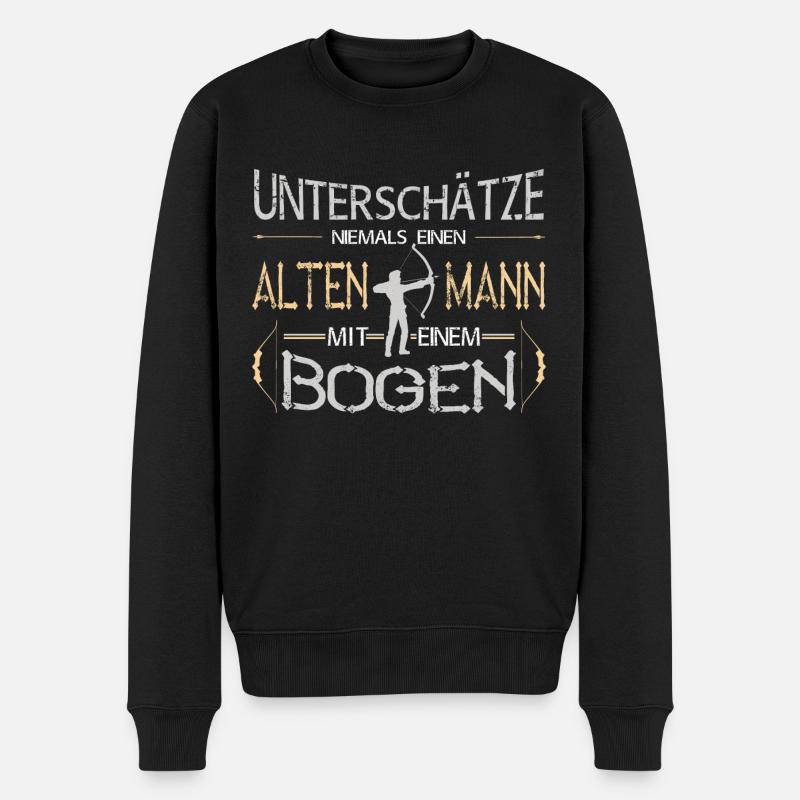 Bogenschießen Alter Mann mit Bogen Bogenschütze - Männer Premium Bio Pullover - Schwarz