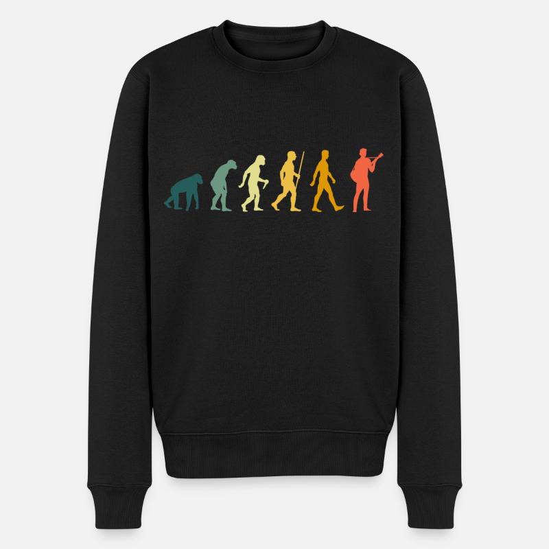 Gitarrenspieler Evolution Retro Gitarrist Gitarre - Männer Premium Bio Pullover - Schwarz