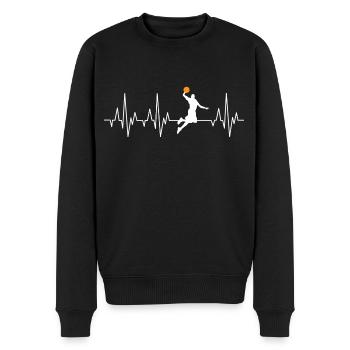 Basketball Herzschlag Basketballer EKG - Männer Premium Bio Pullover - Schwarz - Vorne - Nico (187cm)