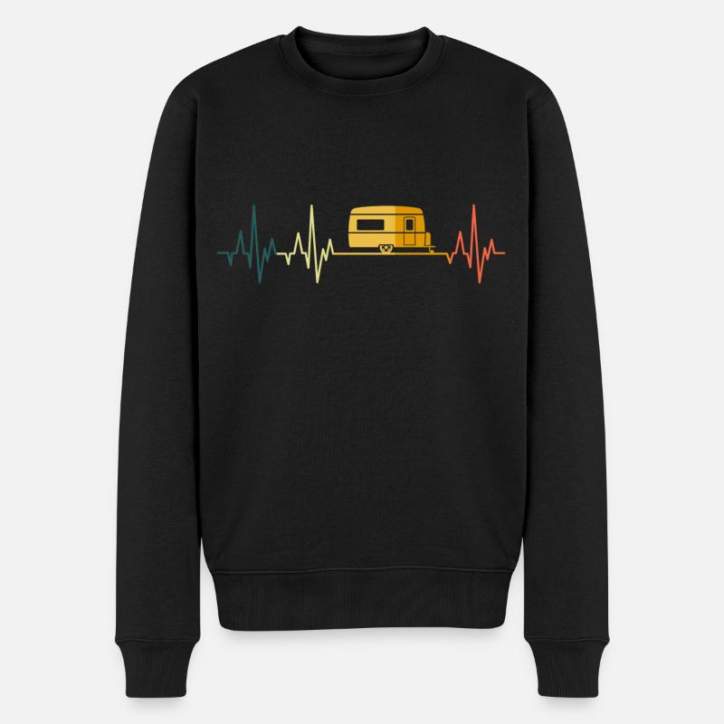 Wohnwagen Herzschlag Campen Camping Retro - Männer Premium Bio Pullover - Schwarz