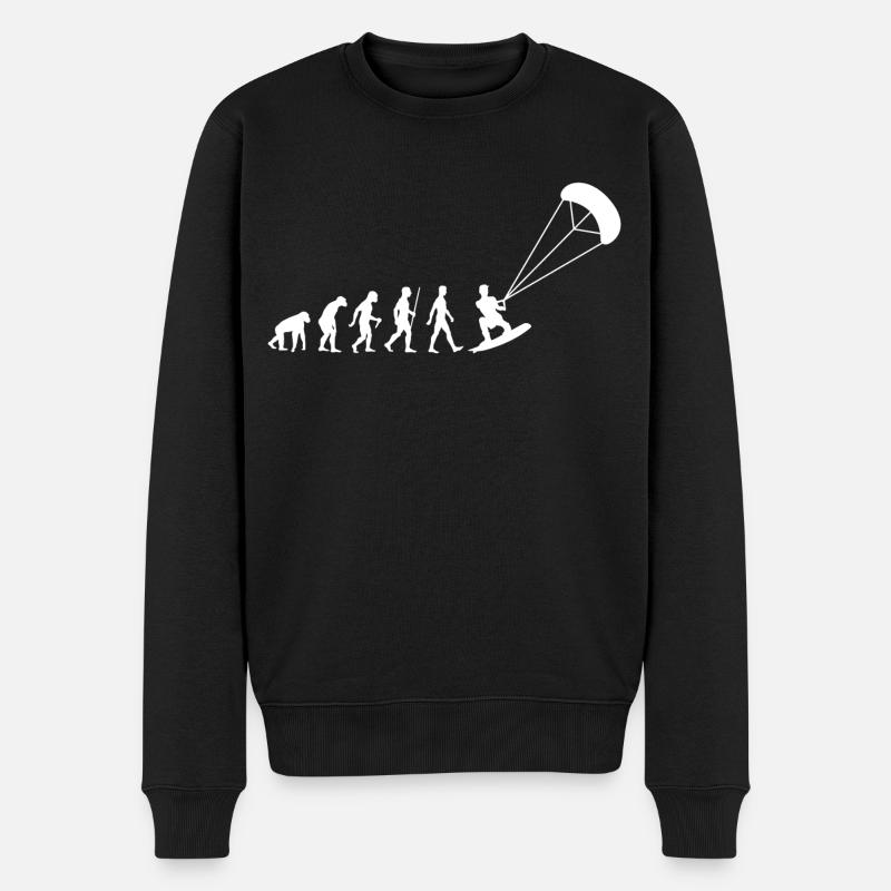 Kitesurfer Evolution Kiteboarding Entwicklung - Männer Premium Bio Pullover - Schwarz
