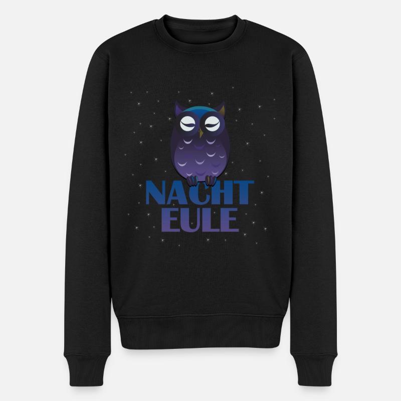 Nachteule - Männer Premium Bio Pullover - Schwarz