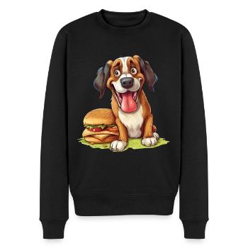 Hund Burger Hamburger Fast Food Hundeliebhaber - Männer Premium Bio Pullover - Schwarz - Vorne - Nico (187cm)