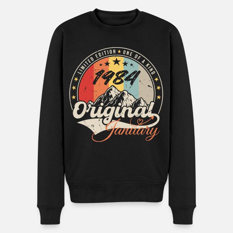 Januar 1984 Vintage Retro Jubiläumsgeschenk - Männer Premium Bio Pullover - Schwarz